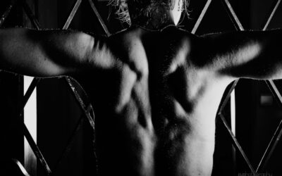 a man with his back to the camera