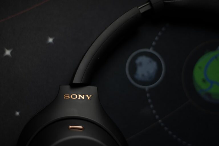 Black sony headphones on a starry background Black sony headphones on a starry background