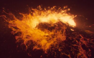 Vibrant abstract art of a fiery explosion in glowing orange and red hues.