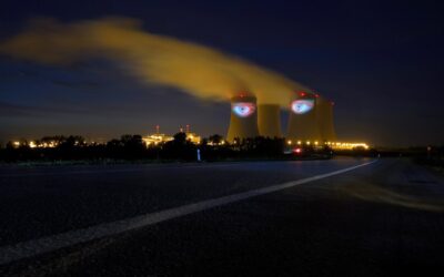 empty concrete street through the high-rise building