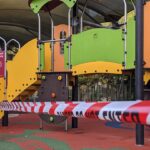 green and yellow metal slide