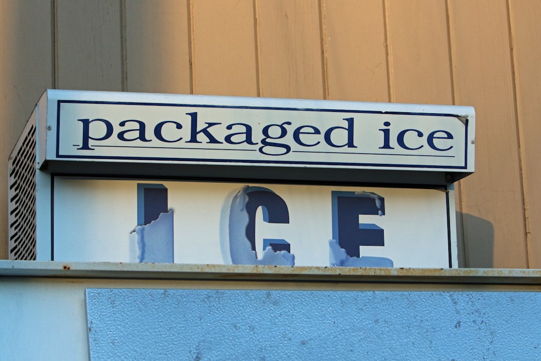 A sign that reads packaged ice on it