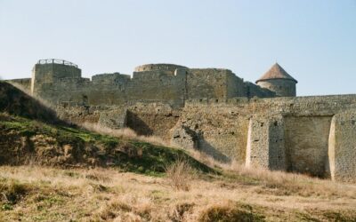 brown concrete building on green grass field under blue sky during daytime
