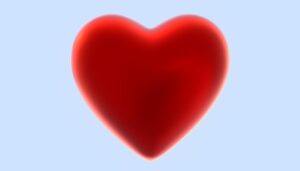 A red heart on a blue background