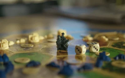 black and white dice on table