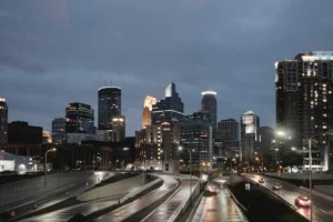 city buildings during night time