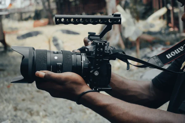 a person holding a camera