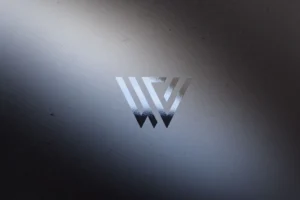 a close up of a logo on a laptop