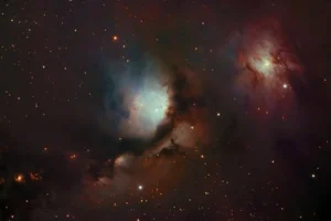 Explore the mesmerizing beauty of the Orion Nebula with this captivating deep space photograph.
