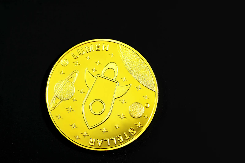 gold round coin with black background