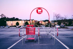 a basketball in a parking lot