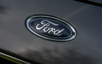 The ford logo is displayed on a car.