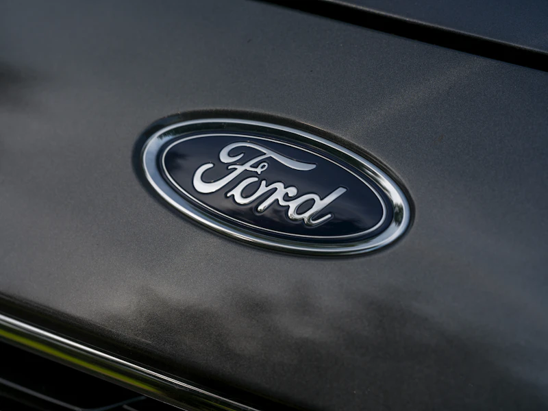 The ford logo is displayed on a car.
