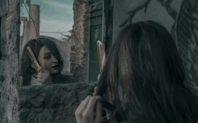 woman combing her hair