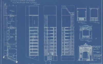 A blueprint of a building with a bunch of windows