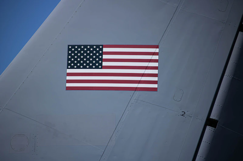 an american flag on the side of an airplane
