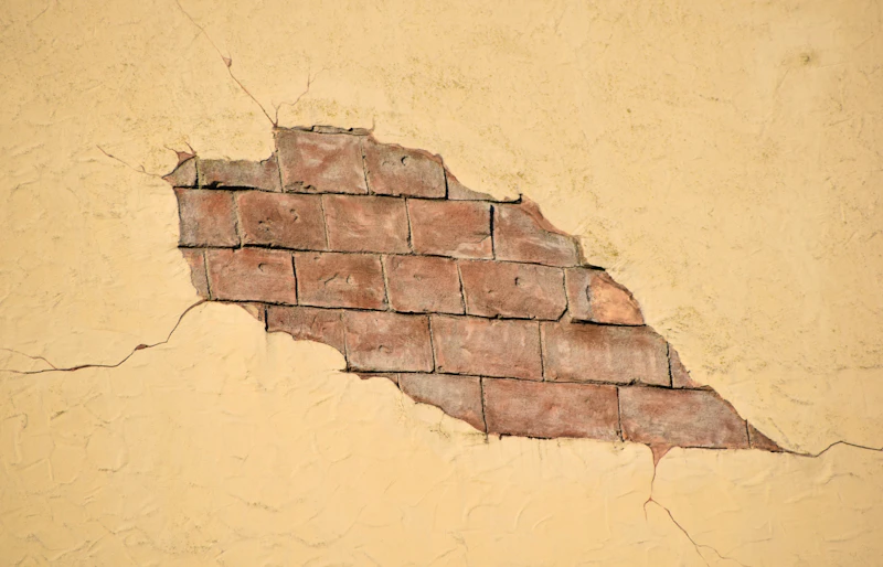 broken beige wall