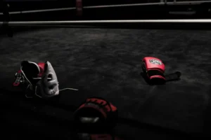 pair of red boxing gloves