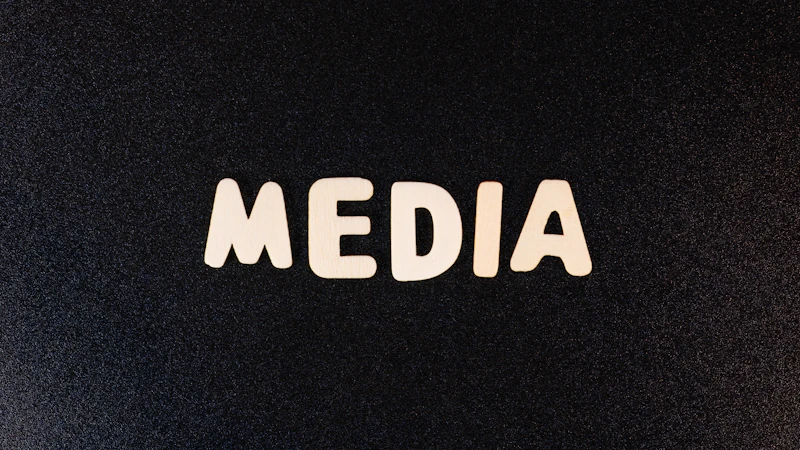 the word media spelled with white letters on a black background