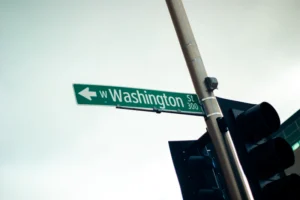green and white street sign