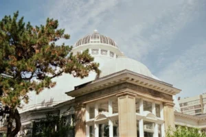 Stunning exterior view of Toronto's iconic Allan Gardens Conservatory dome.