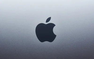 apple logo on blue surface