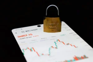 a padlock attached to a padlock on a cell phone