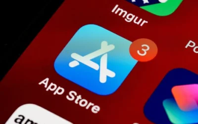 Close-up of App Store icon on iPhone screen with notification badge, highlighting app updates.