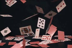 a table topped with lots of playing cards