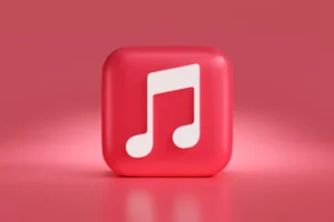 a red square with a musical note on it