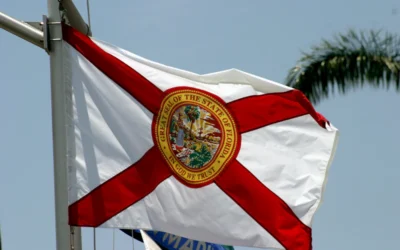 the flag of the state of florida flying in the wind